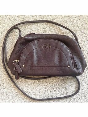 Stone Mountain Plum Purple Leather Crossbody Handbag Organizer Travel Pockets